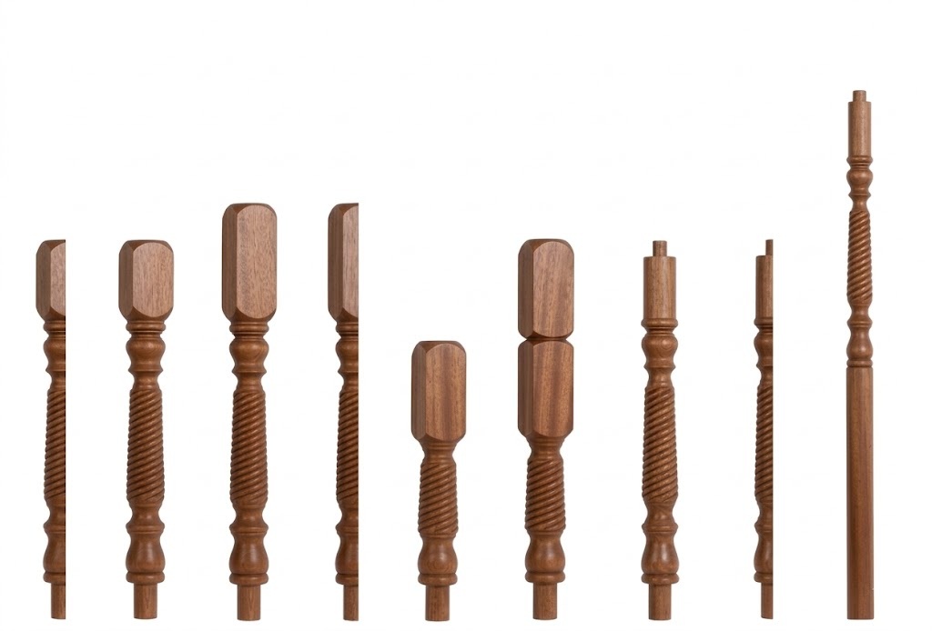 Walnut Barley Twist Newels